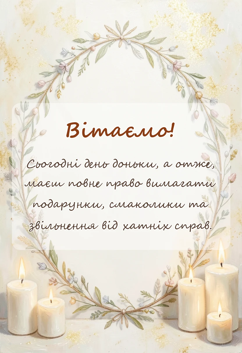 унікальна листівка - привітання з днем доньки своїми словами