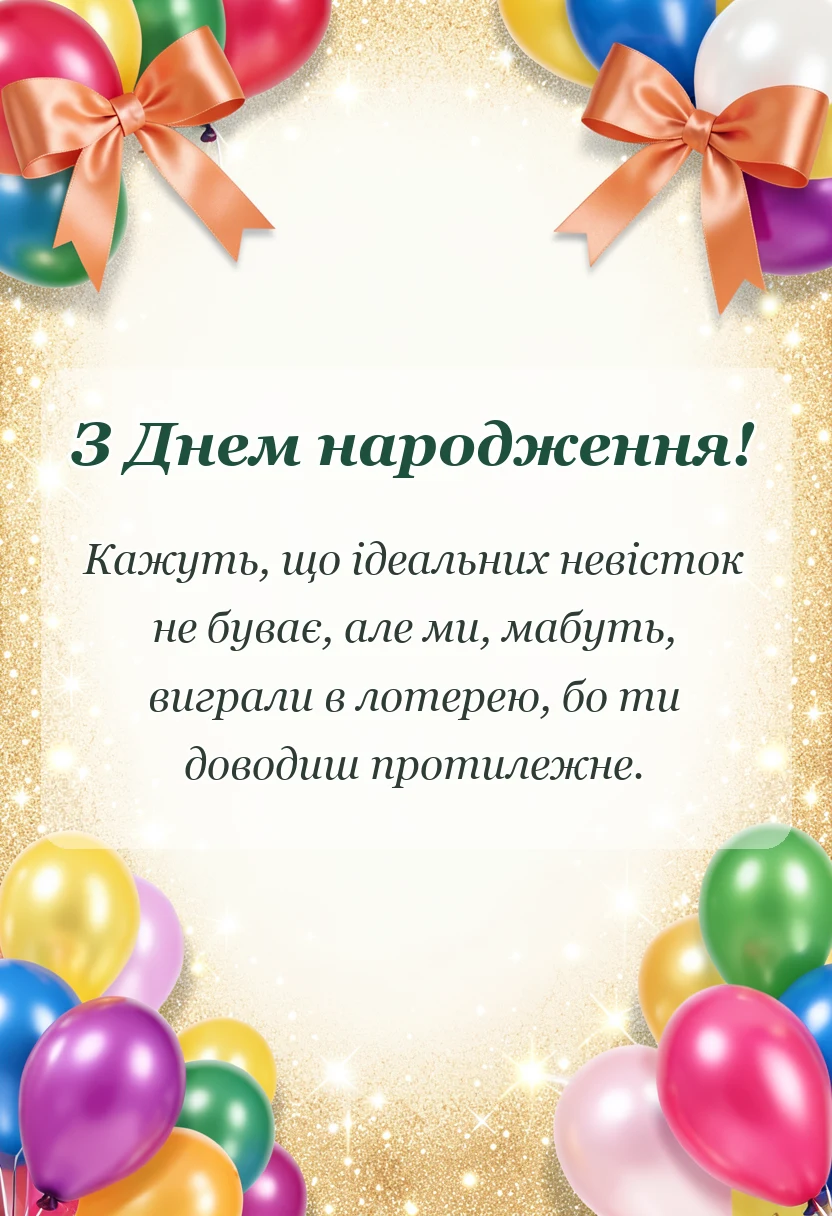 листівка з побажанням - привітання з днем народження невістці