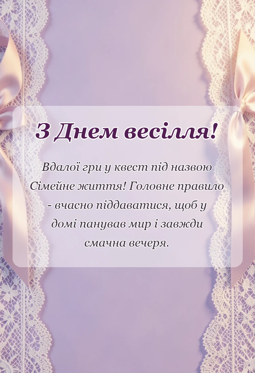 вітальна листівка - короткі привітання з весіллям своїми словами