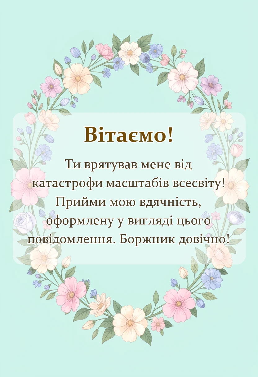 листівка з побажанням - висловлення подяки