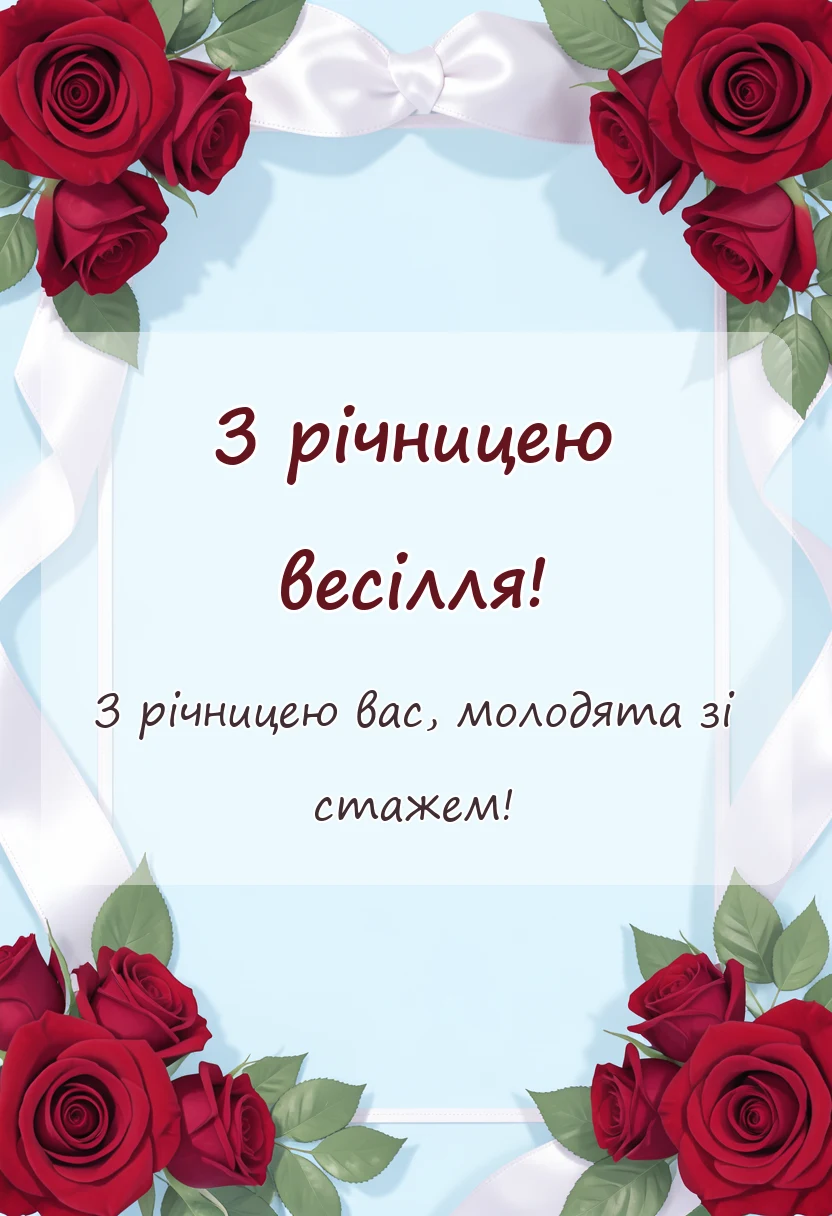 вітальна листівка - привітання з річницею весілля своїми словами