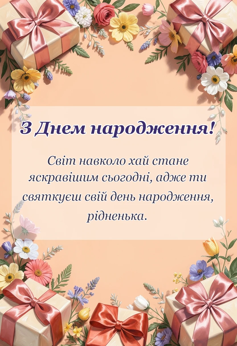 вітальна листівка - привітання з днем народження сестрі
