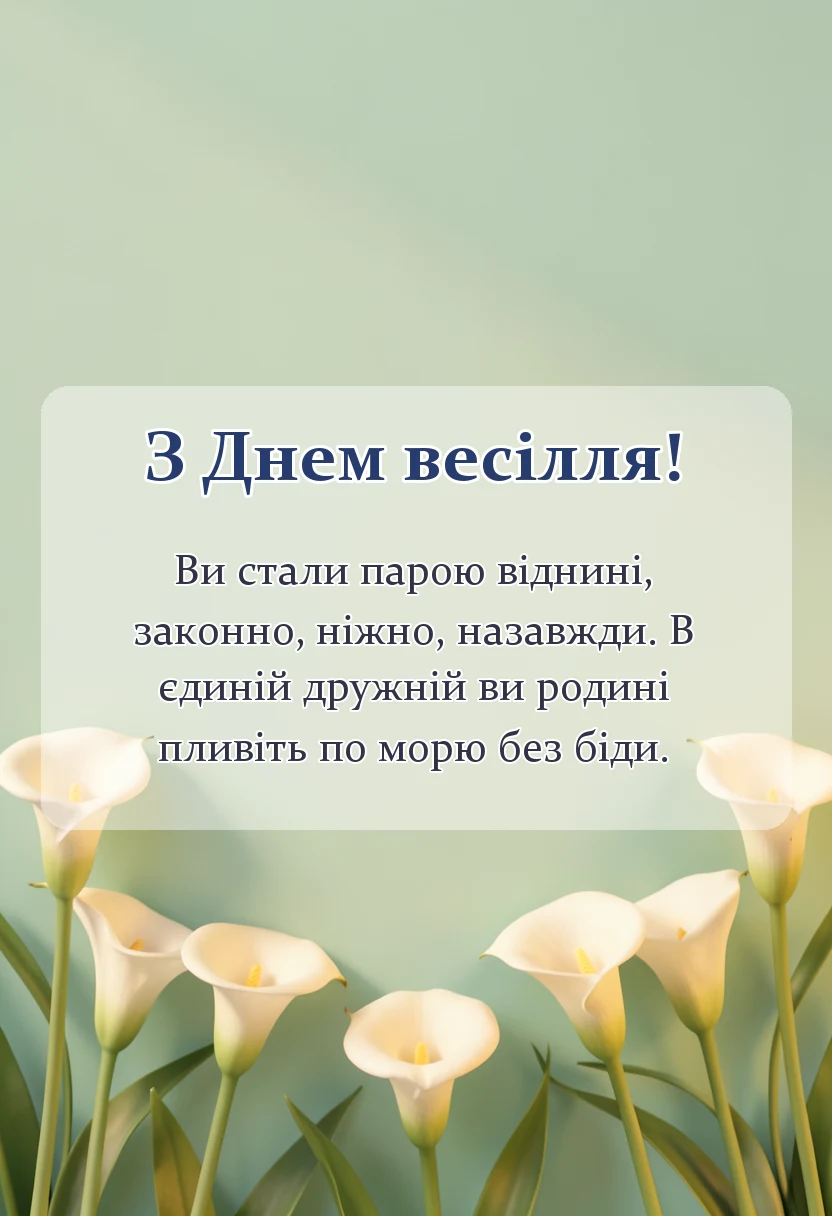 унікальна листівка - привітання з весіллям молодятам