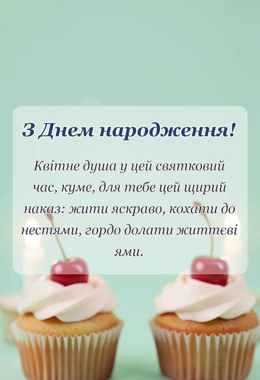листівка з побажанням - привітання з днем народження куму