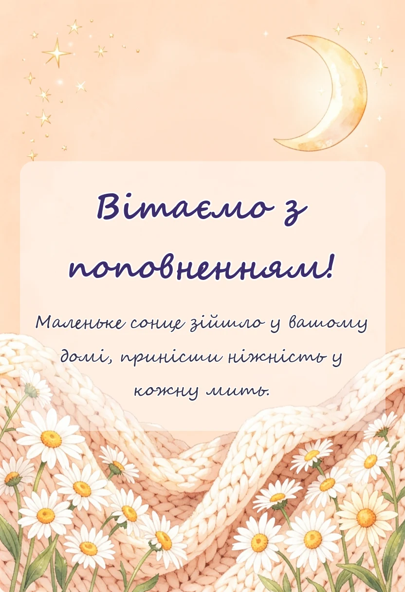 вітальна листівка - привітання з народженням доньки