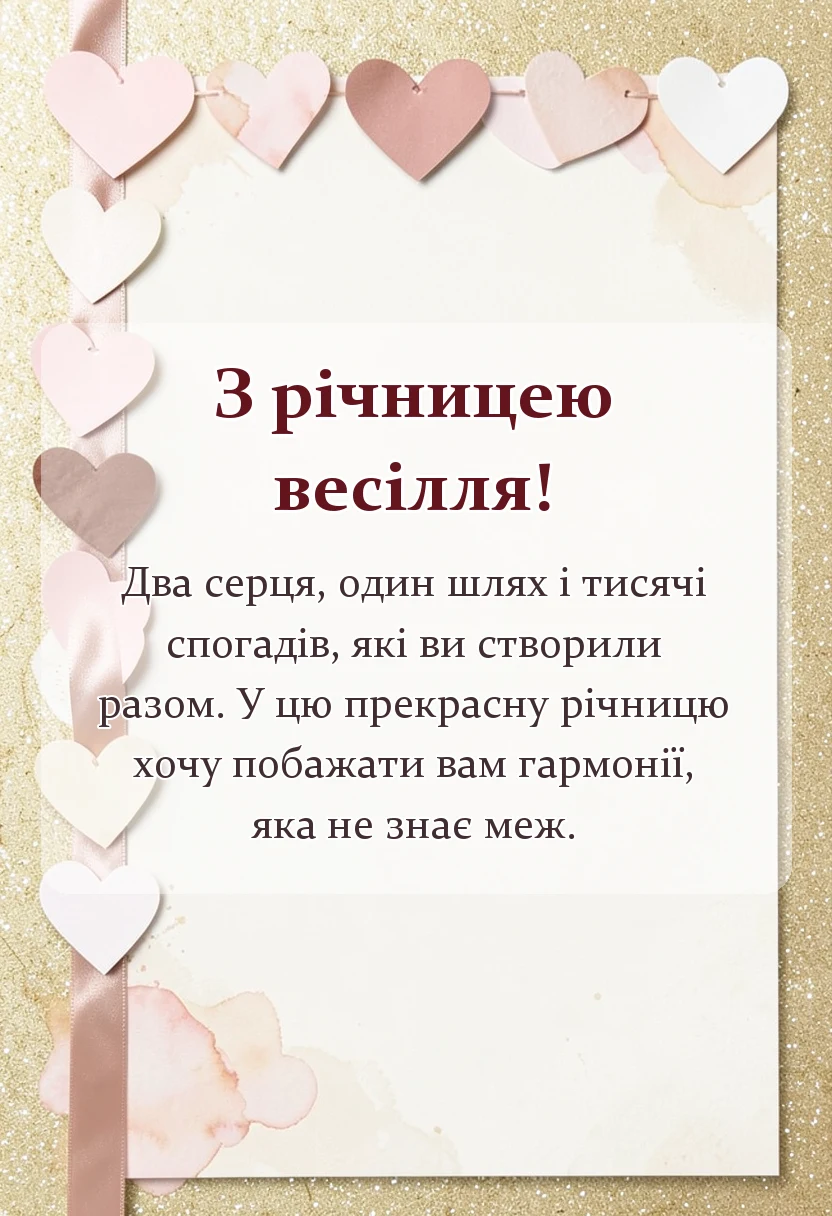 листівка з побажанням - привітання з річницею весілля