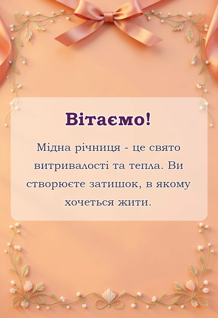 листівка з побажанням - мідне весілля привітання