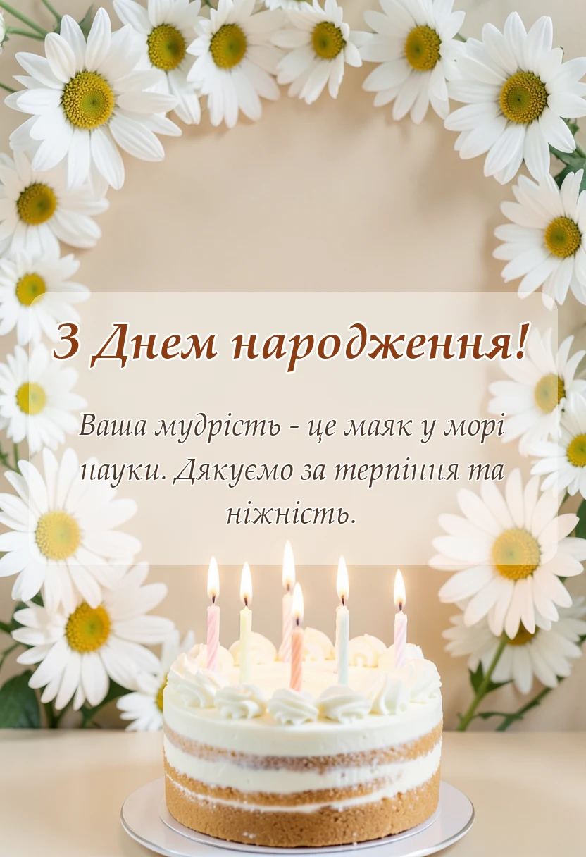 святкова картинка: привітання з днем народження вчительки