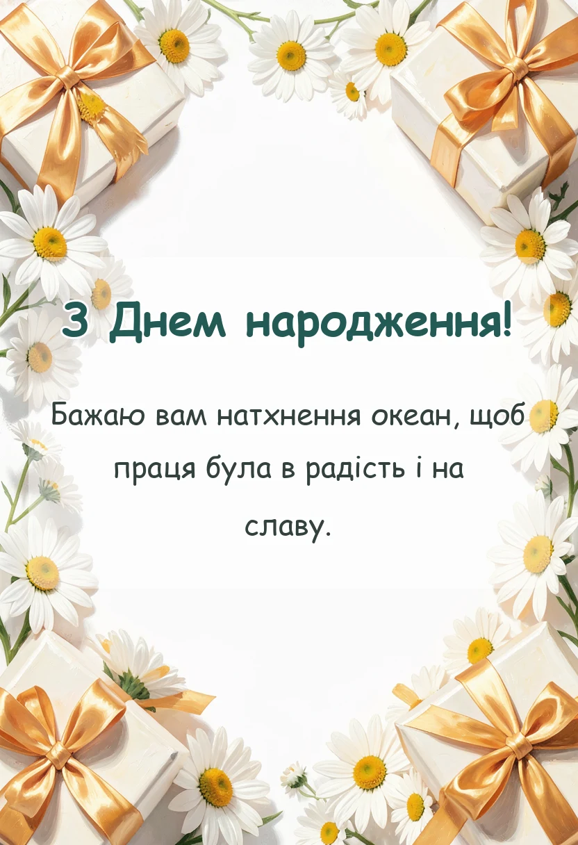 святкова картинка: привітання з днем народження колезі чоловіку