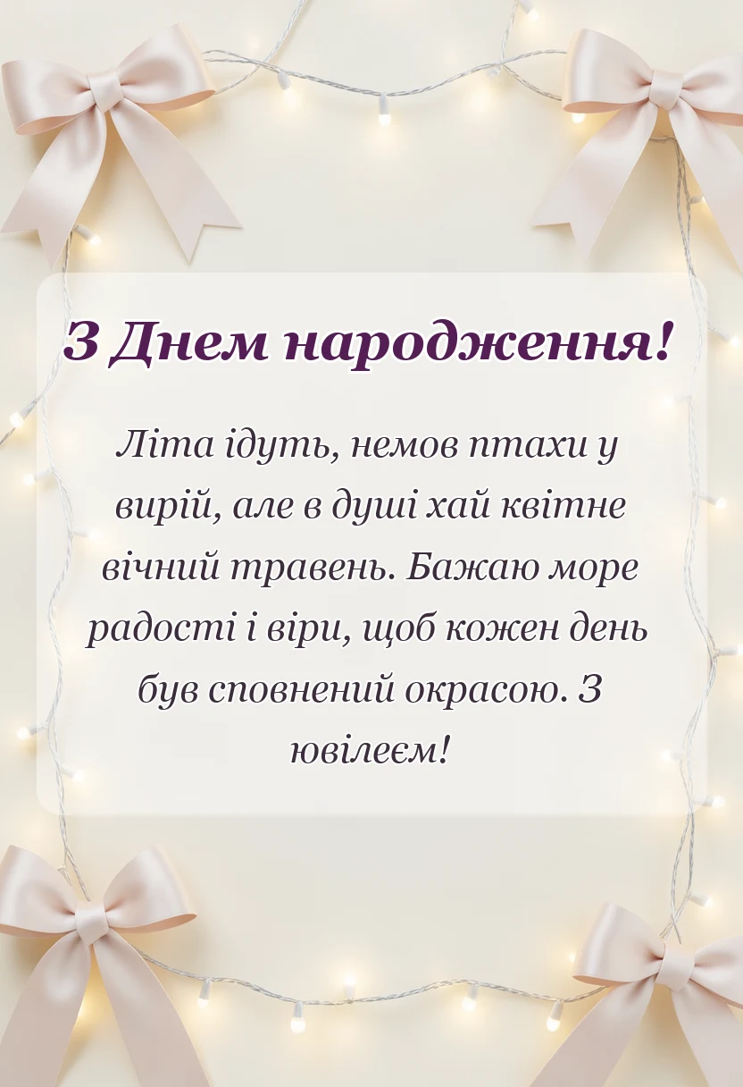 святкова картинка: привітання з ювілеєм жінці