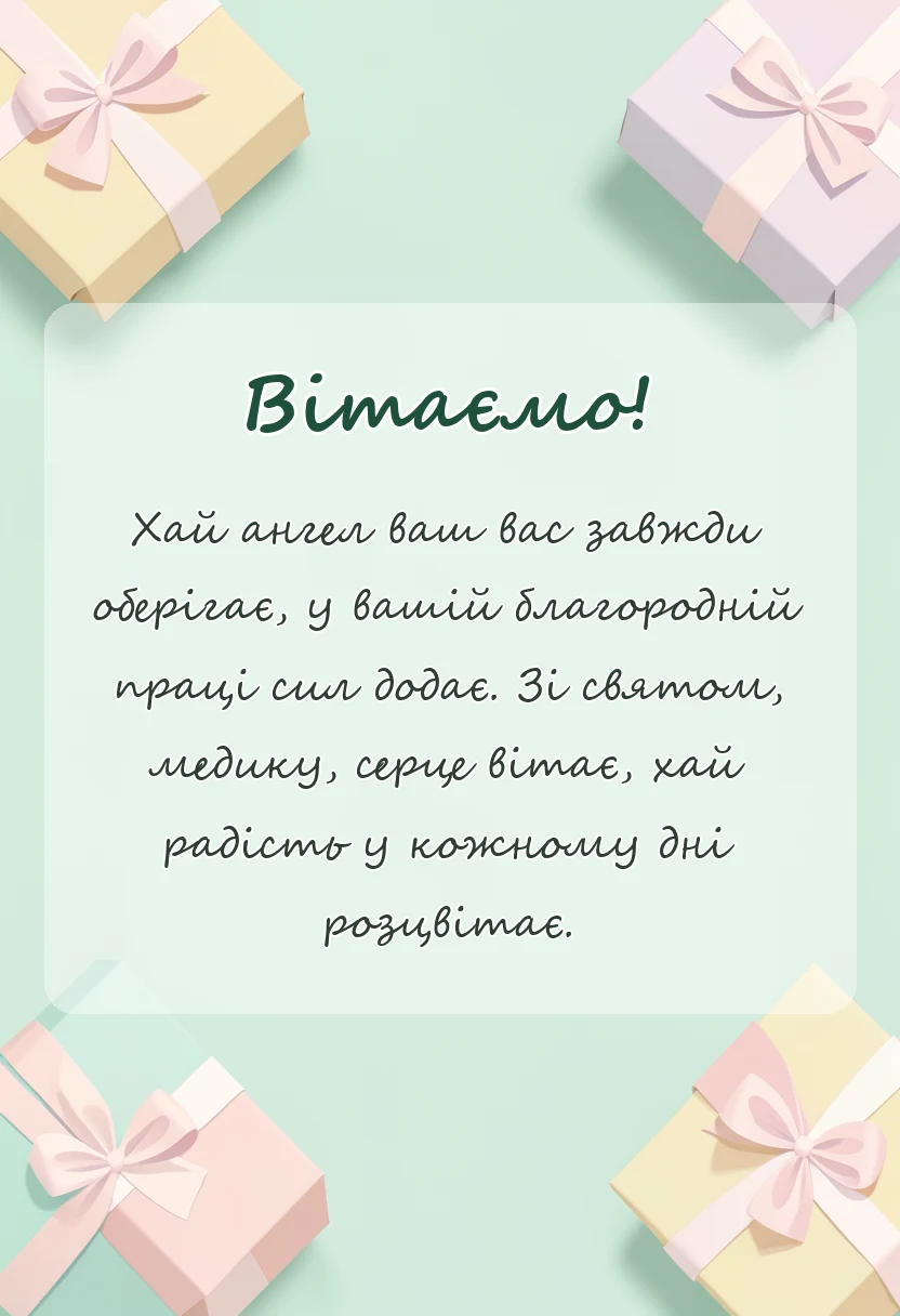 унікальна листівка - короткі привітання з днем медичного працівника