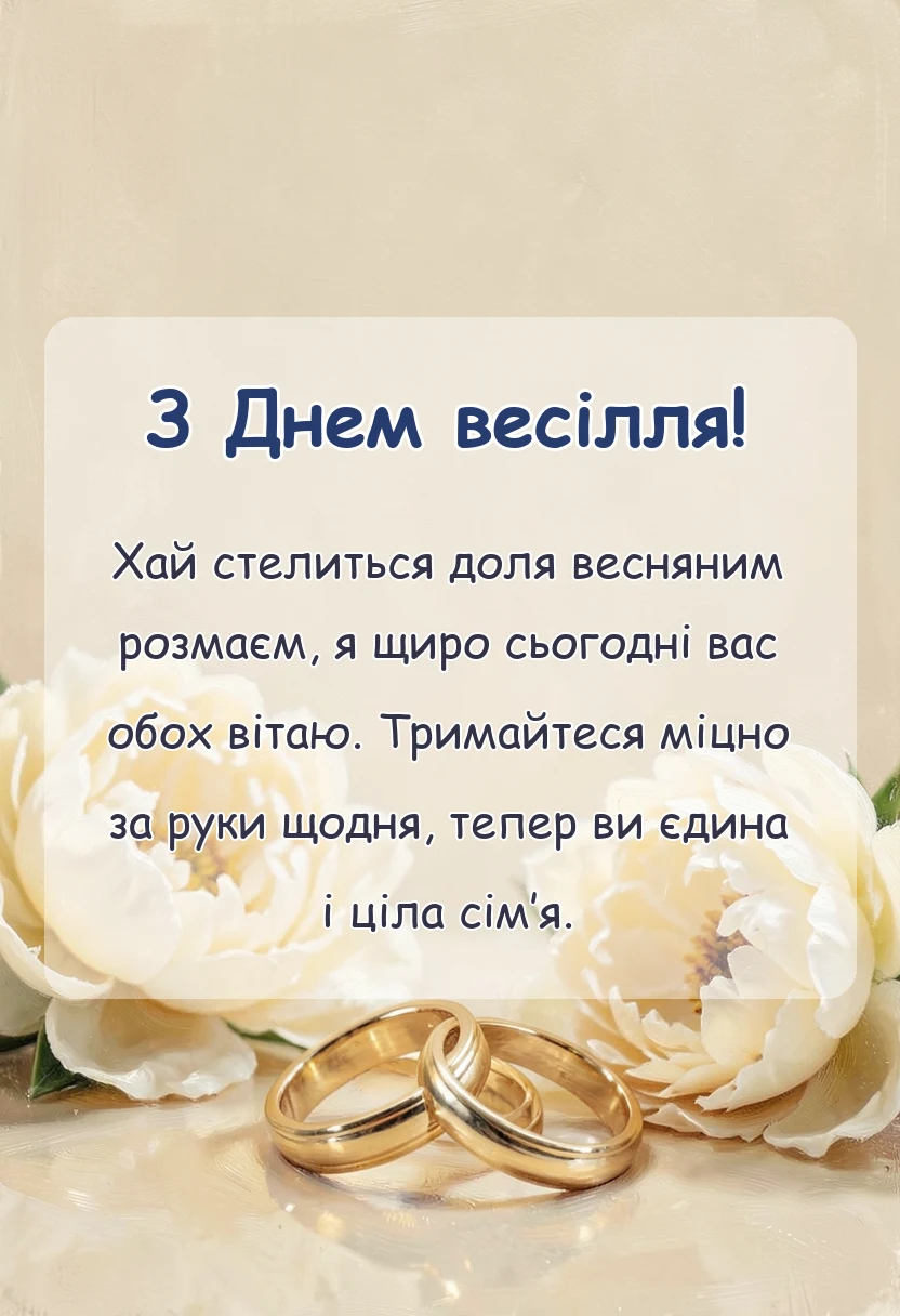 красива листівка: короткі привітання з весіллям своїми словами