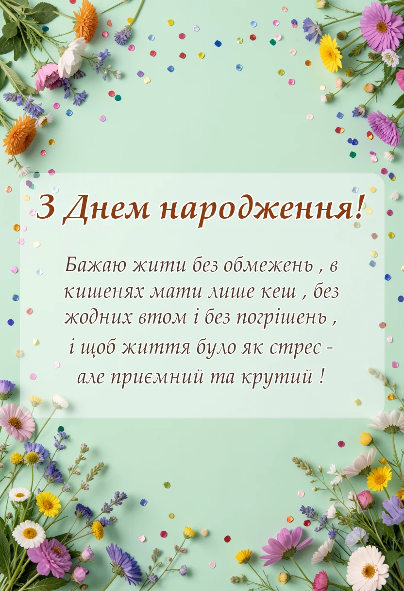 вітальна листівка - короткі смішні привітання з днем народження