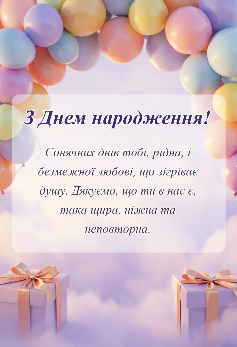 красива листівка: привітання з днем народження невістці