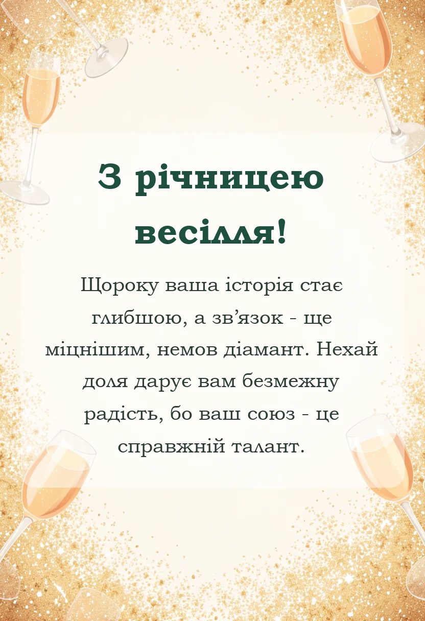 вітальна листівка - привітання з річницею весілля своїми словами