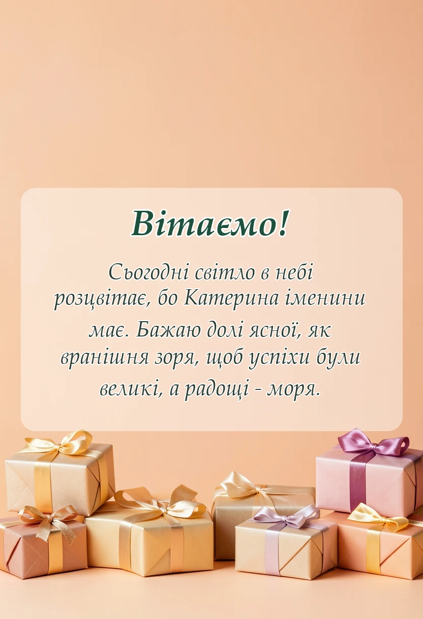 унікальна листівка - привітання з днем ангела катерини