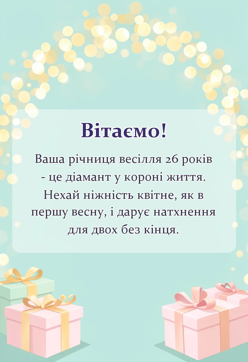 листівка з побажанням - привітання з нефритовим весіллям