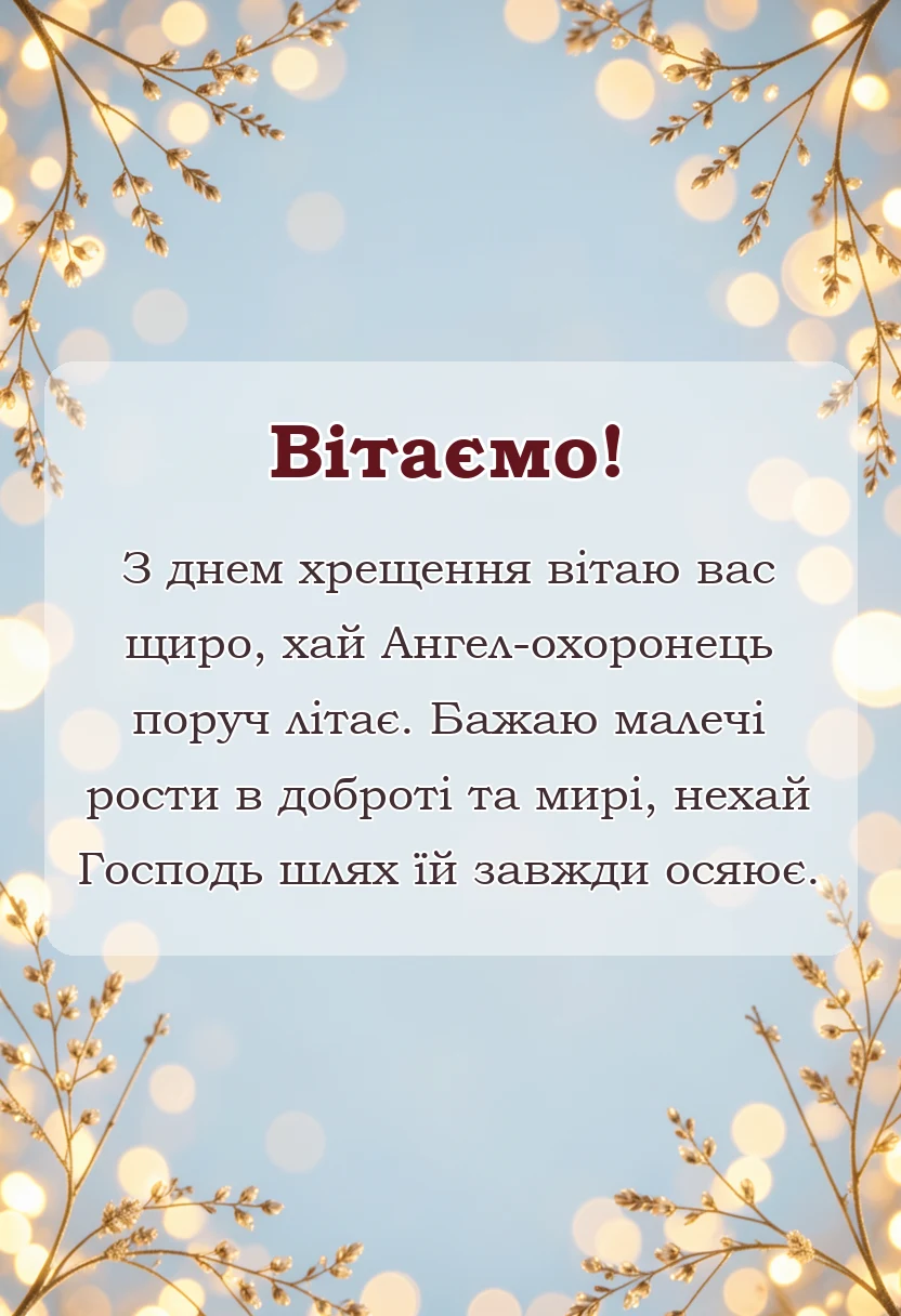 красива листівка: привітання з хрещенням дитини
