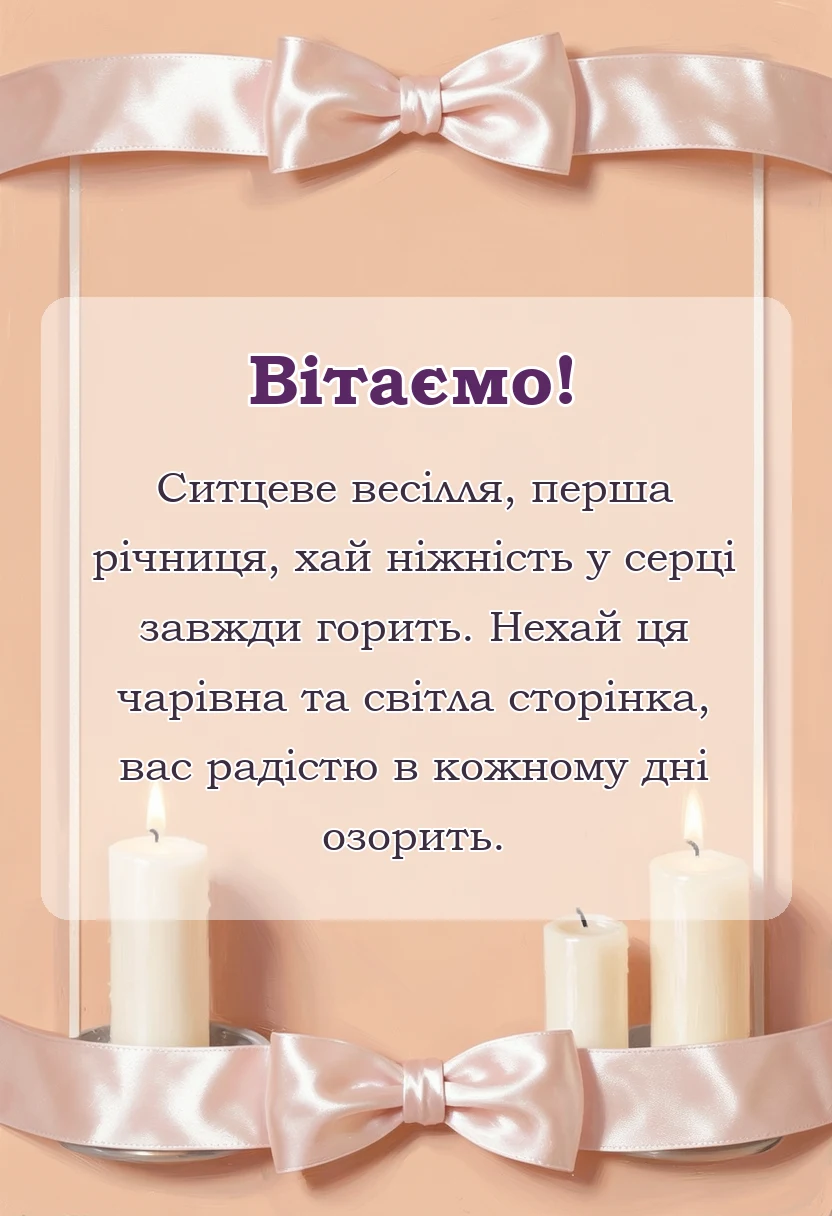 святкова картинка: привітання на річницю весілля ситцеве