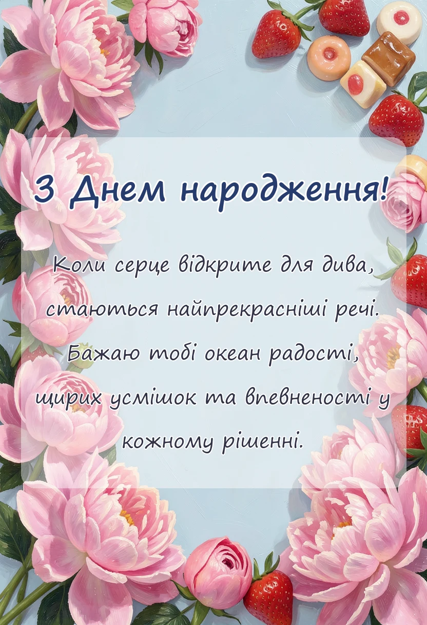 унікальна листівка - короткі привітання з днем народження своїми словами картинки