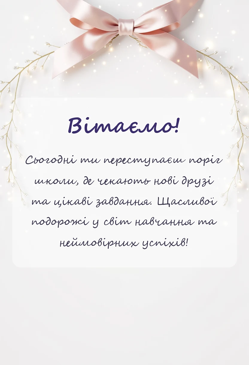 листівка з побажанням - привітання з першим класом