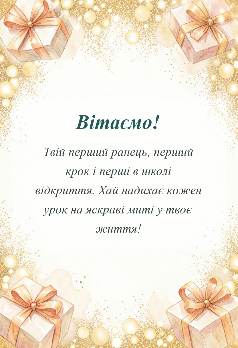 унікальна листівка - привітання з першим класом