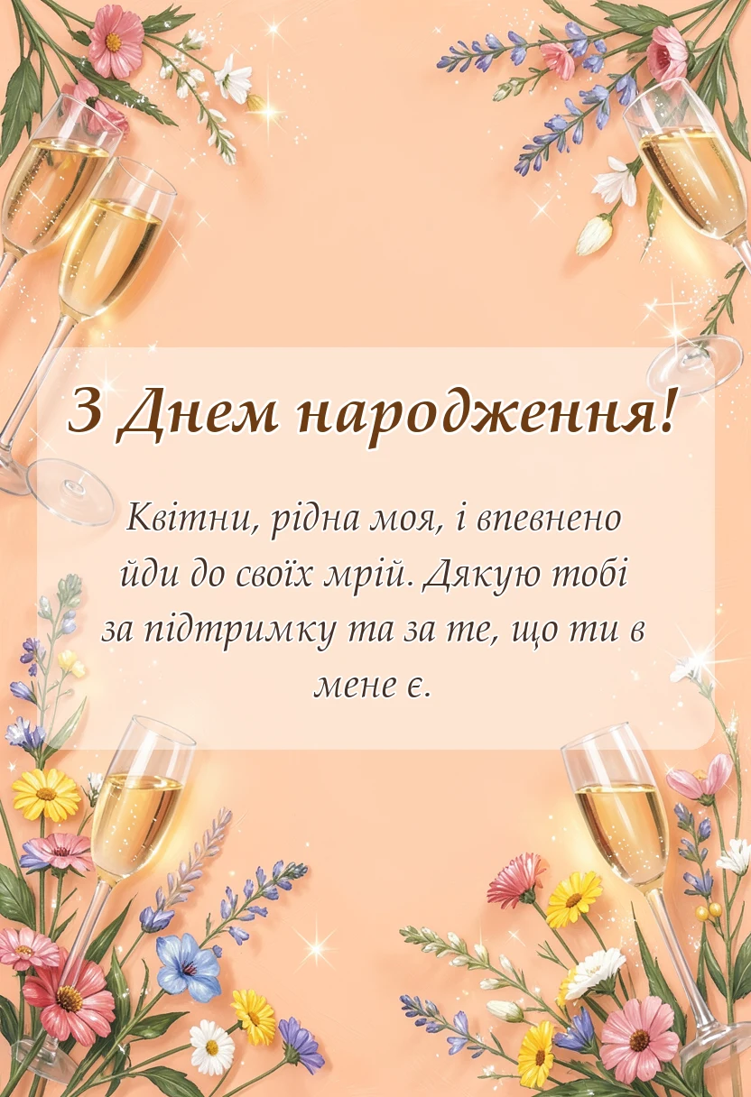 листівка з побажанням - привітання з днем народження сестрі
