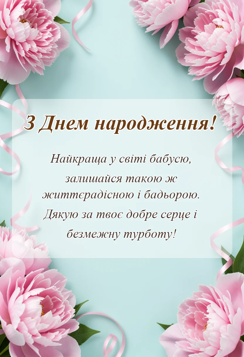 унікальна листівка - привітання з днем народження бабусі