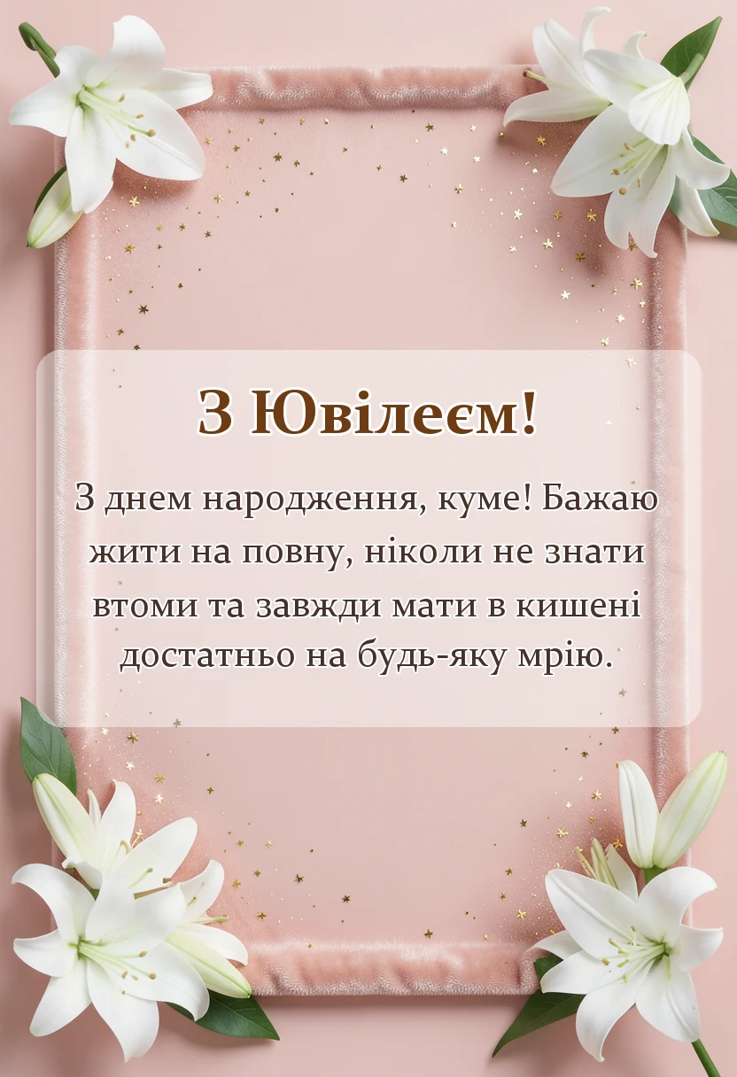 унікальна листівка - привітання з ювілеєм куму
