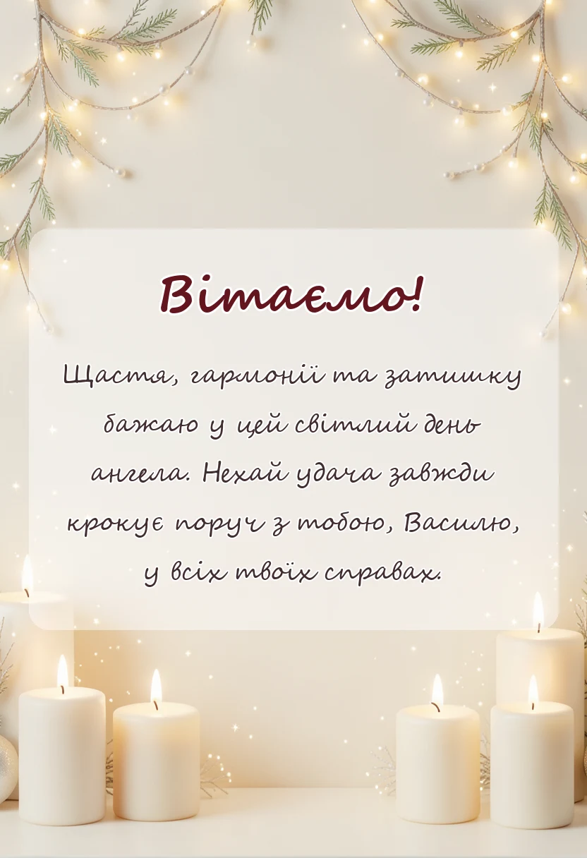 листівка з побажанням - привітання з днем ангела василя