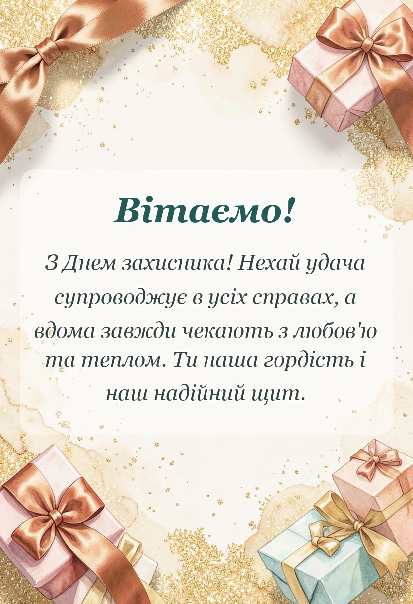 красива листівка: привітання з днем захисника україни своїми словами