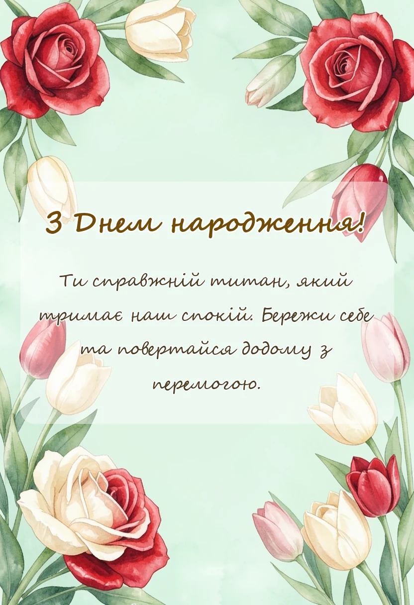 вітальна листівка - привітання з днем народження військового