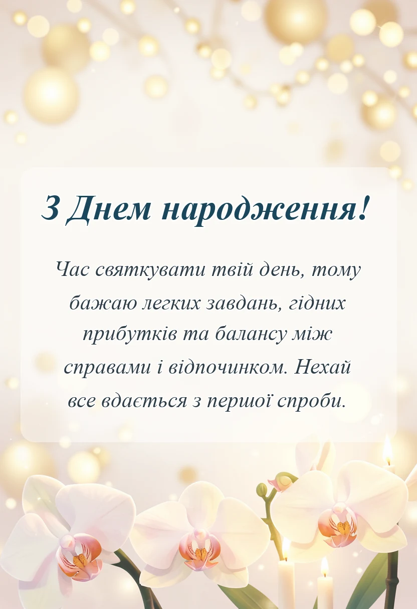 вітальна листівка - привітання з днем народження колезі чоловіку