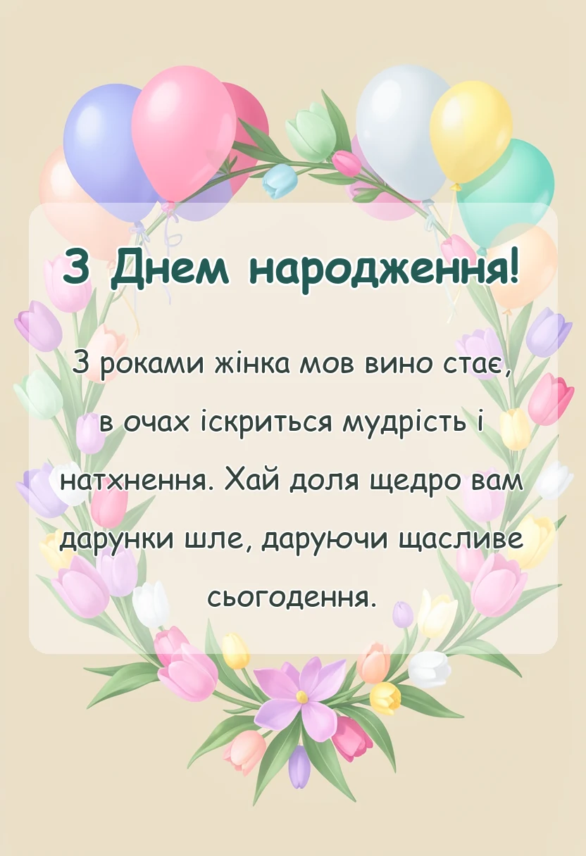 святкова картинка: привітання з ювілеєм жінці