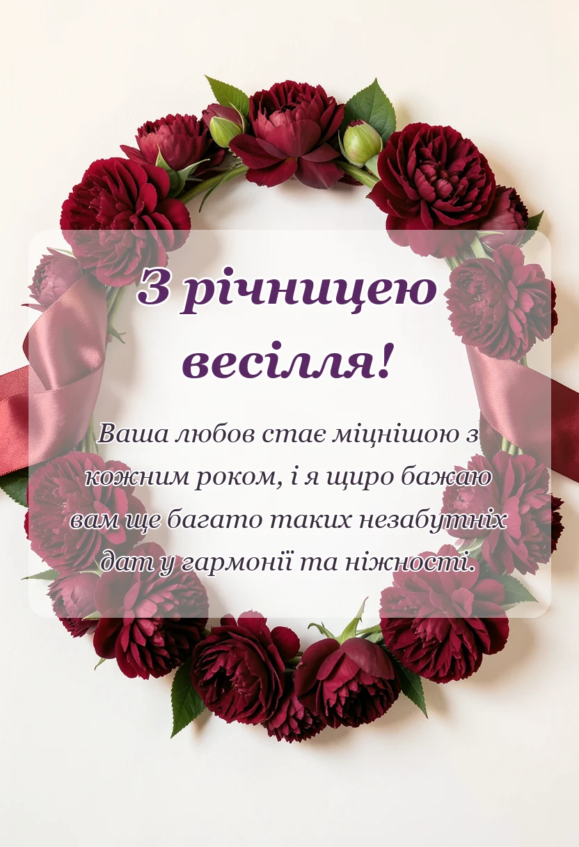 унікальна листівка - зворушливі привітання з річницею весілля
