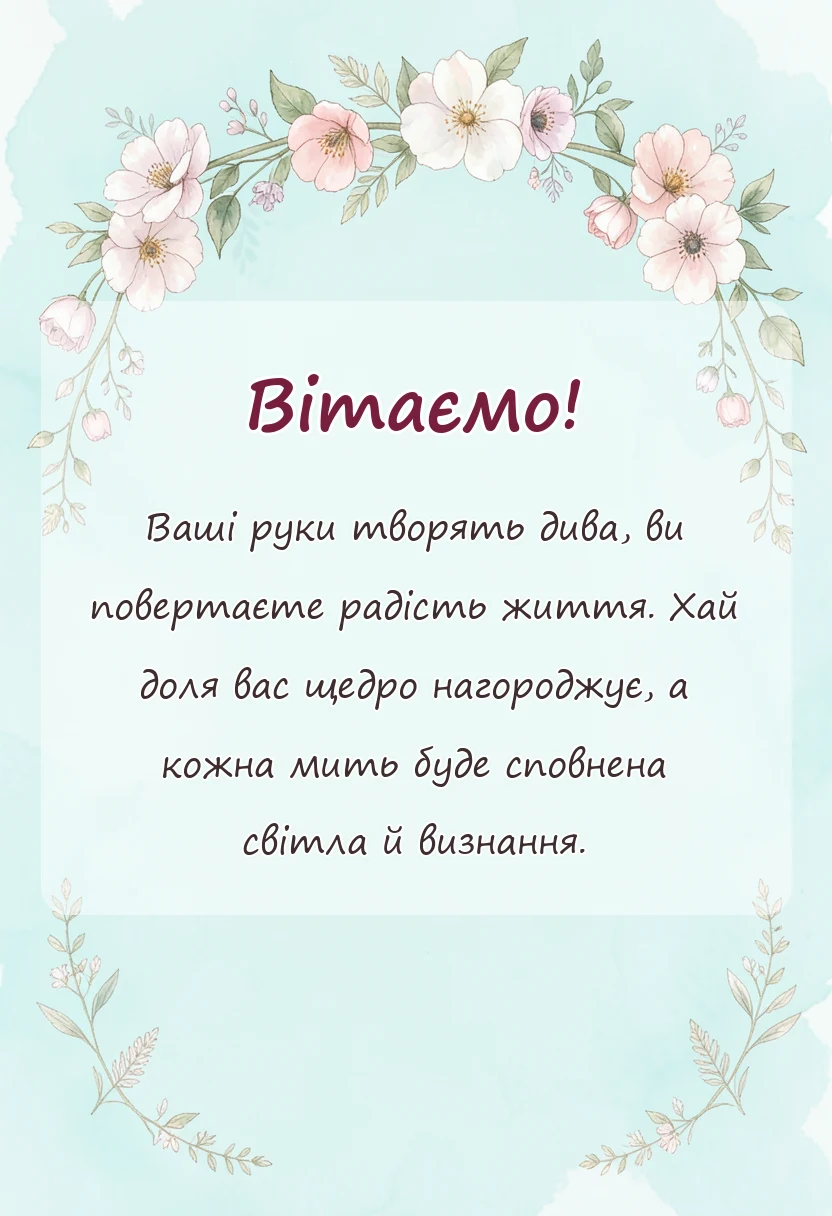 унікальна листівка - короткі привітання з днем медичного працівника