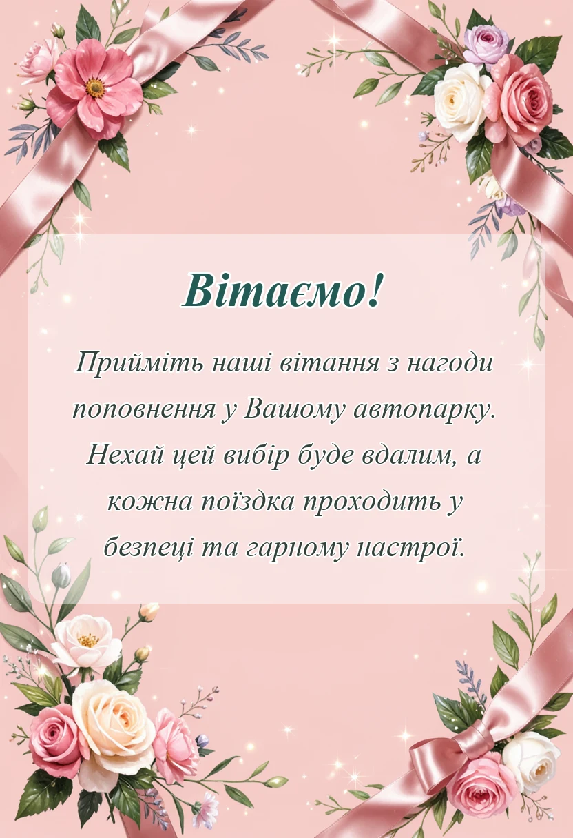 вітальна листівка - привітання з покупкою машини в прозі