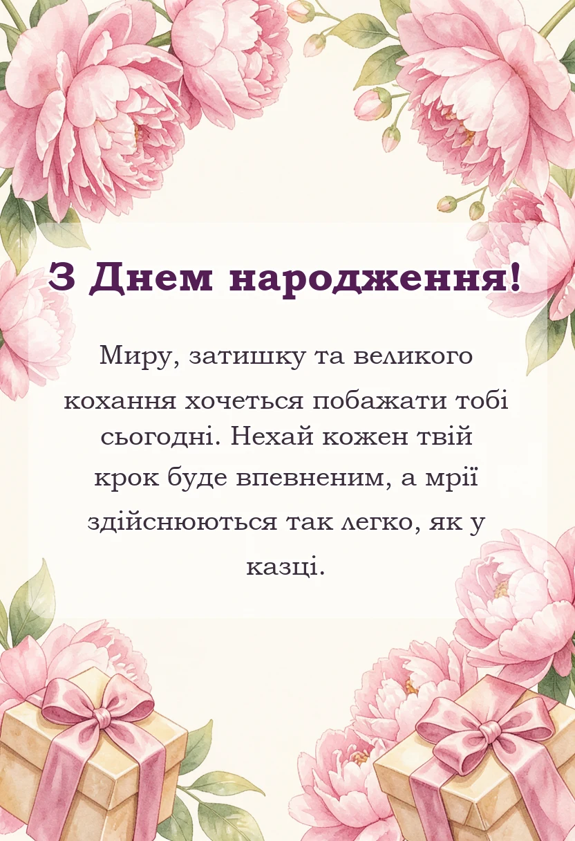 унікальна листівка - привітання з днем народження невістці