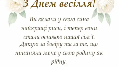 листівка з побажанням - подяка батькам за сина чоловіка