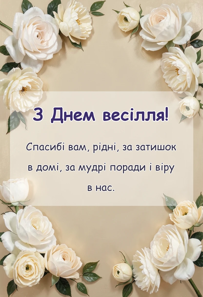 святкова картинка: подяка батькам на весіллі вірш