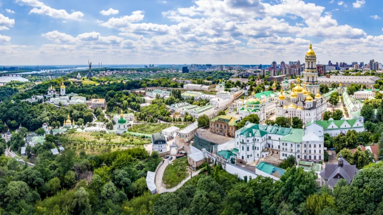 Kyiv cityscape with historic buildings