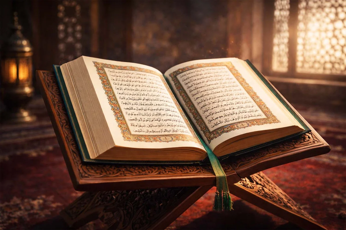Open quran on stand
