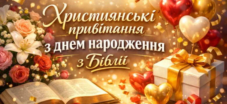 Християнське привітання з днем народження та Біблією