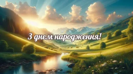 Красивий пейзаж з горами та річкою на фоні сонця
