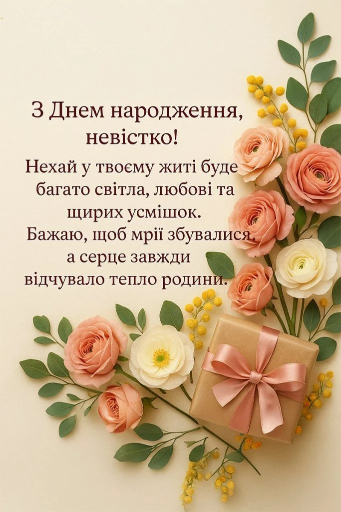Привітання з днем народження невістці: квіти та подарунок
