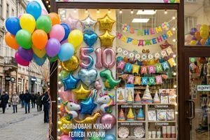 Вітрина магазину з прикрасами для українського дня народження