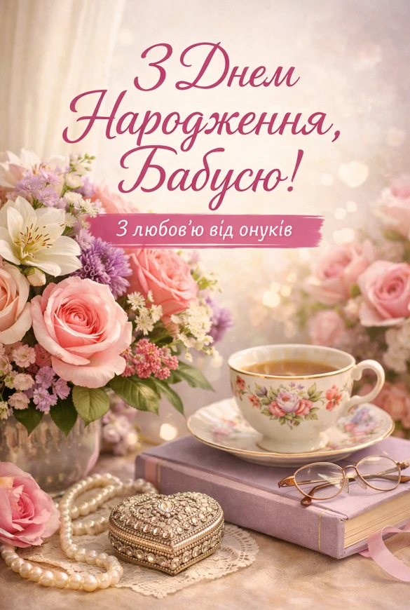 Привітання з днем народження бабусі від онуків