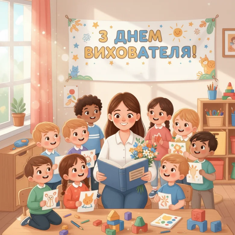 Вітання з Днем Вихователя для дошкільного закладу