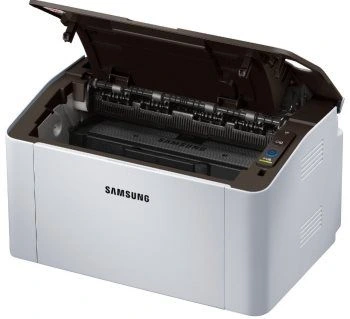 Білий лазерний принтер Samsung з відкритою кришкою
