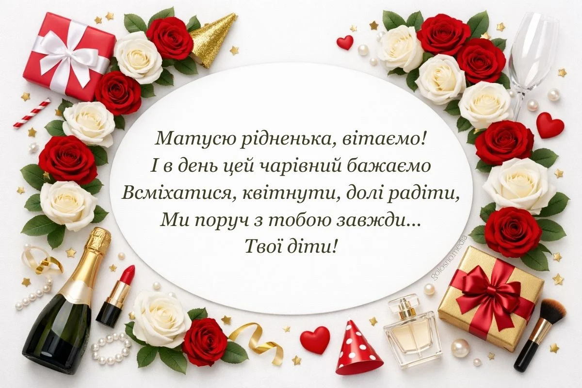 Привітання з днем народження мамі від дітей